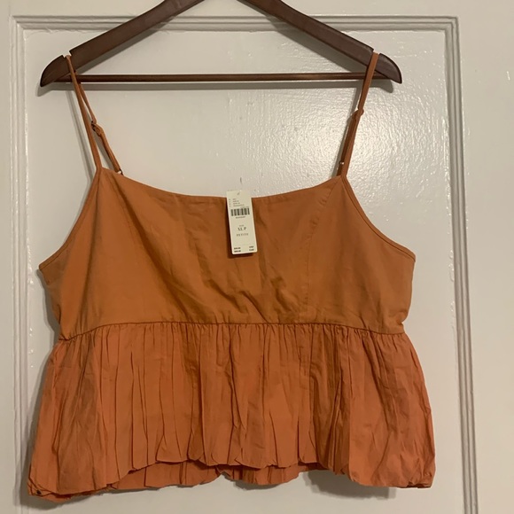 ✨ Anthropologie Ruffled Bubble-Hem Cropped Tank Sz XLP - Picture 9 of 12